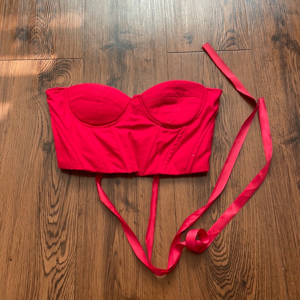 Red corset crop top, size small